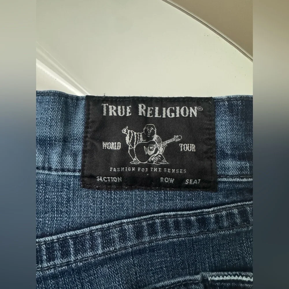 True Religion Ricky Relaxed Straight Denim Jeans Size 32 Dark Blue Wash 2000s